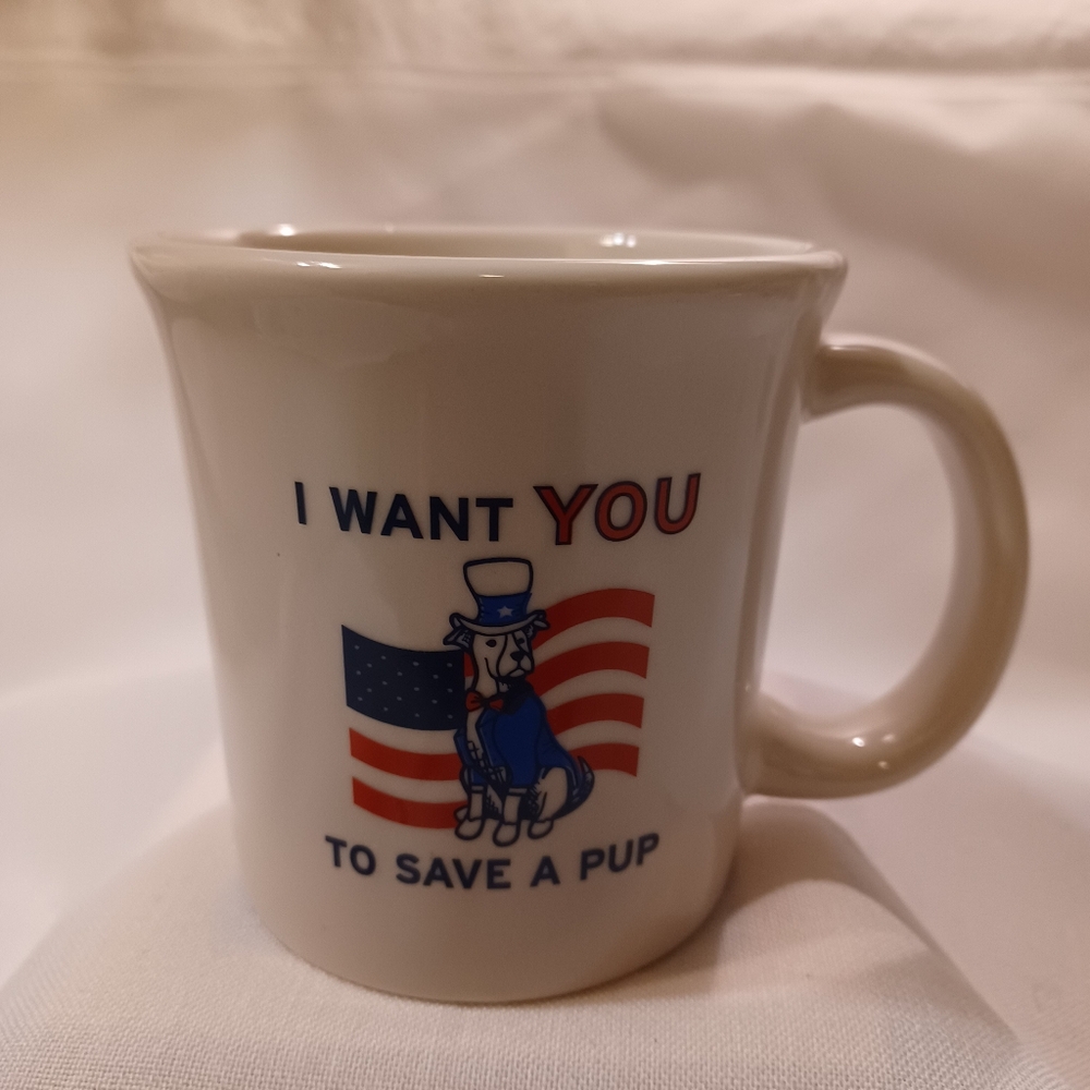 G & H "I Want YOU To Save A PUP" Uncle Sam US Flag Dog Rescue Mug Made By ITI